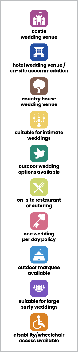 ￼ castle wedding venue ￼ hotel wedding venue / on site accommodation ￼ country house wedding venue ￼ suitable for int...