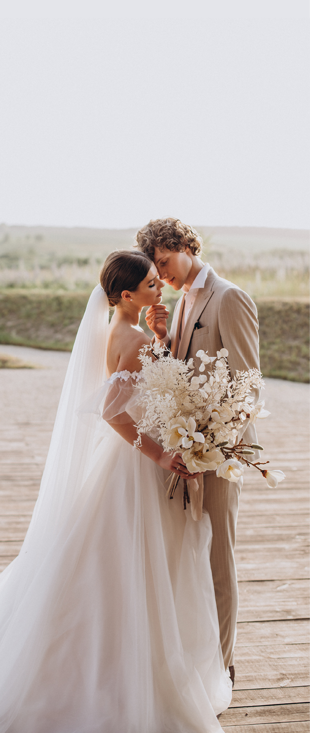Young wedding couple on their wedding