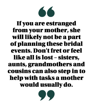 ￼ If you are estranged from your mother, she will likely not be a part of planning these bridal events. Don’t fret or...