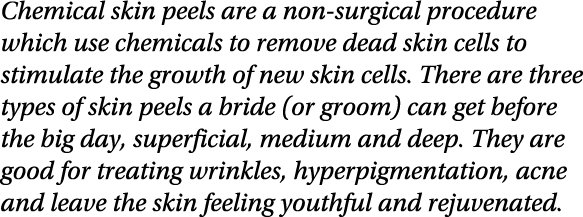 Chemical skin peels are a non surgical procedure which use chemicals to remove dead skin cells to stimulate the growt...