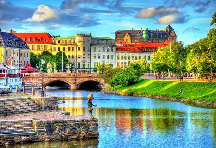 Canal in the historic centre of Gothenburg, Sweden