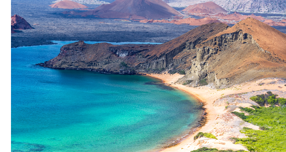 Beautiful beach on Bartolome Island in the Galapagos Islands in Ecuador