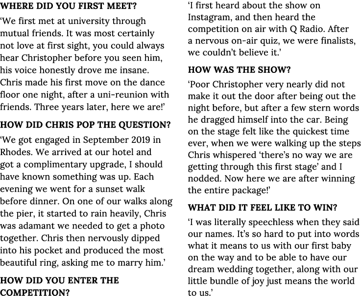 Where did you first meet   We first met at university through mutual friends  It was most certainly not love at first   