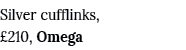Silver cufflinks,  210, Omega 