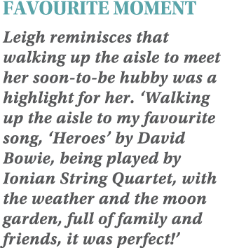 FAVOURITE MOMENT Leigh reminisces that walking up the aisle to meet her soon-to-be hubby was a highlight for her   Wa   