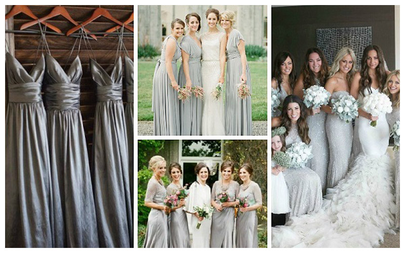 grey silver bridesmaid dresses