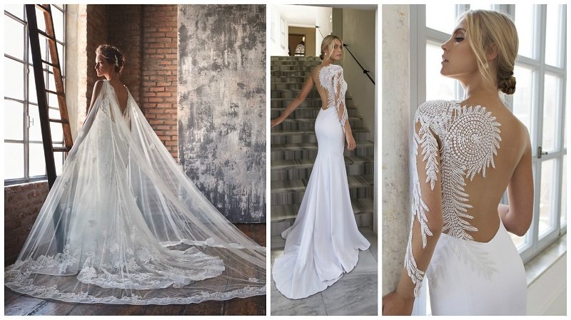 dramatic back wedding dress