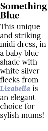 Something Blue This unique and striking midi dress, in a baby blue shade with white silver flecks from Lizabella is a...