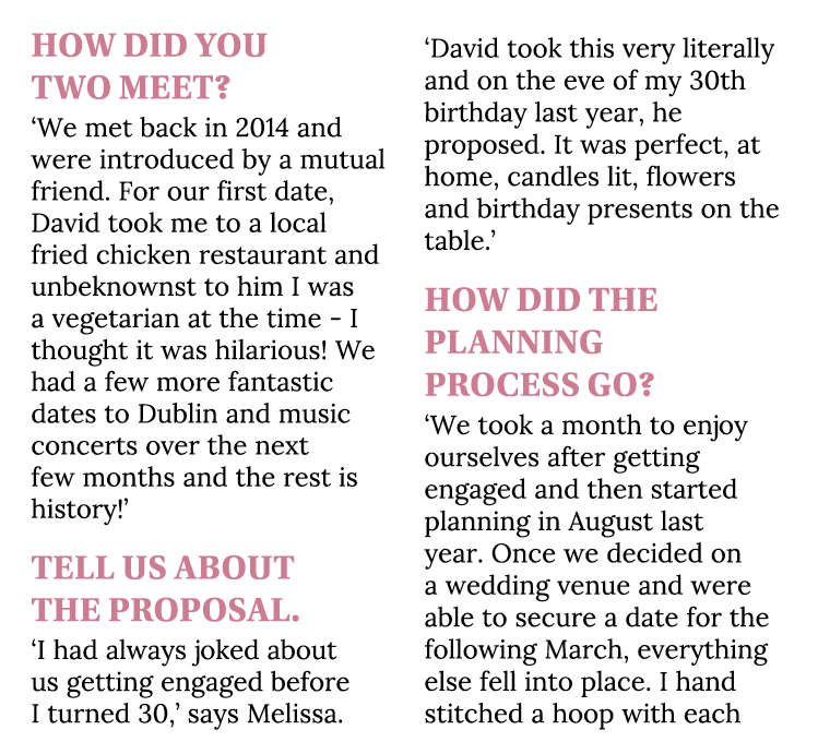 How did you two meet? ‘We met back in 2014 and were introduced by a mutual friend. For our first date, David took me ...