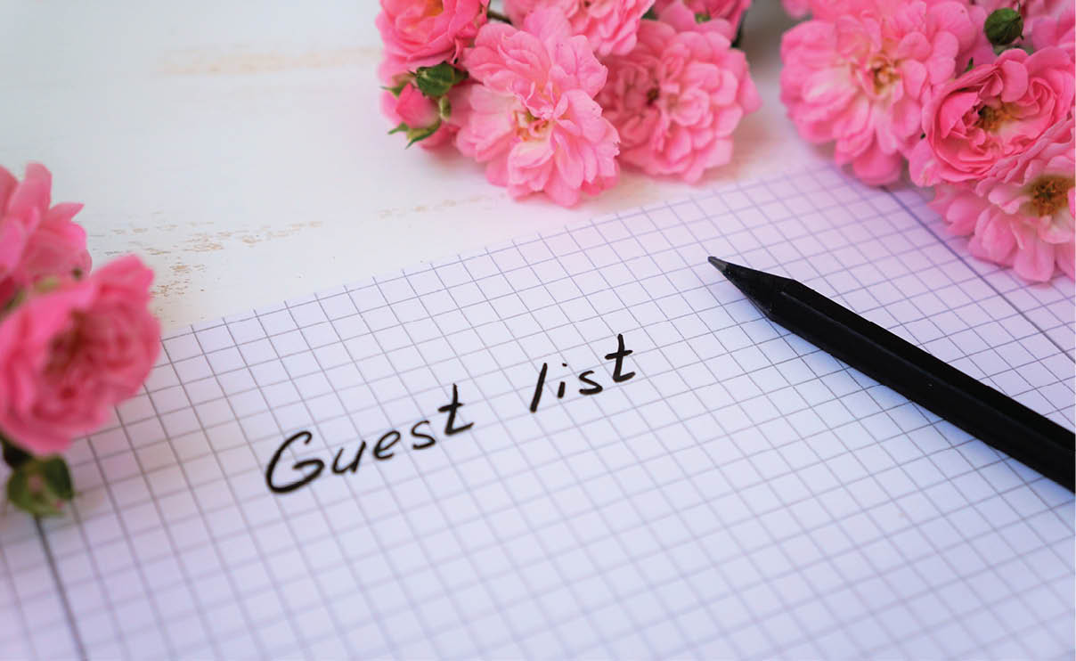 Guest list with small roses