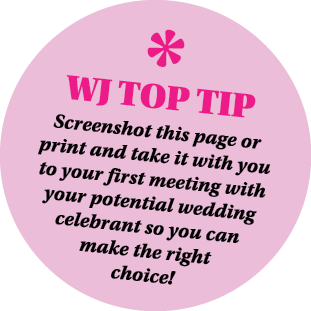  WJ TOP TIP Screenshot this page or print and take it with you to your first meeting with your potential wedding cele   