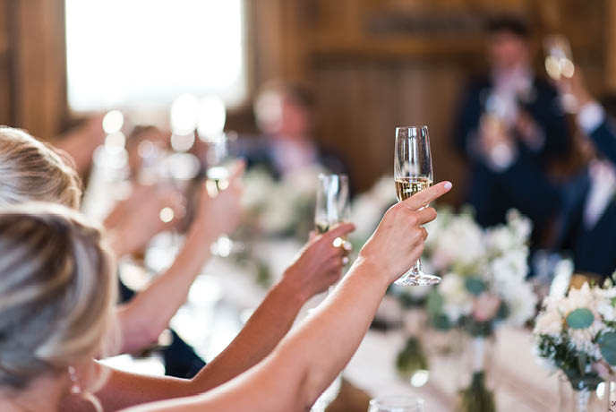 Champagne Cheers at Wedding Celebration