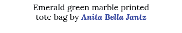 Emerald green marble printed tote bag by Anita Bella Jantz 