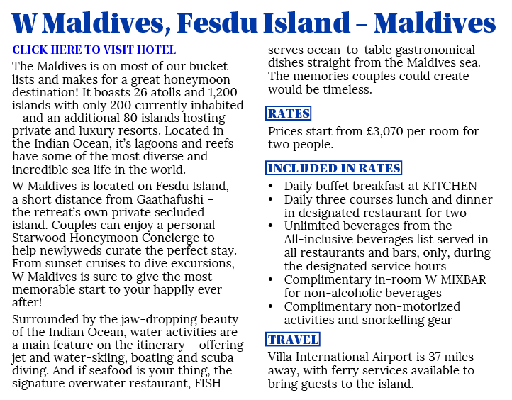 W Maldives, Fesdu Island   Maldives CLICK HERE TO VISIT HOTEL The Maldives is on most of our bucket lists and makes f   
