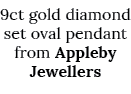 9ct gold diamond set oval pendant from Appleby Jewellers