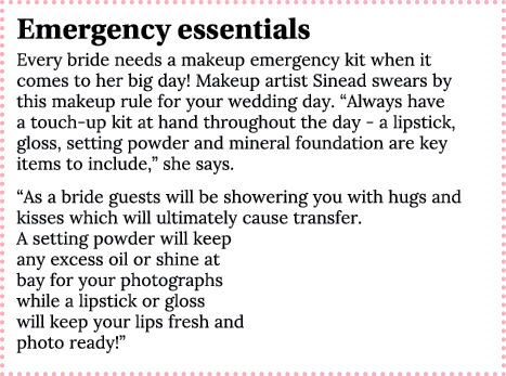 Emergency essentials Every bride needs a makeup emergency kit when it comes to her big day  Makeup artist Sinead swea   