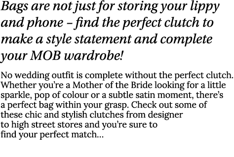 Bags are not just for storing your lippy and phone   find the perfect clutch to make a style statement and complete y   