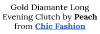 Gold Diamante Long Evening Clutch by Peach from Chic Fashion