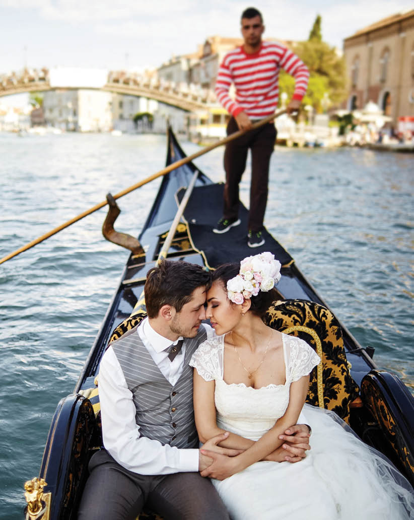 Beautiful wedding couple in Venice