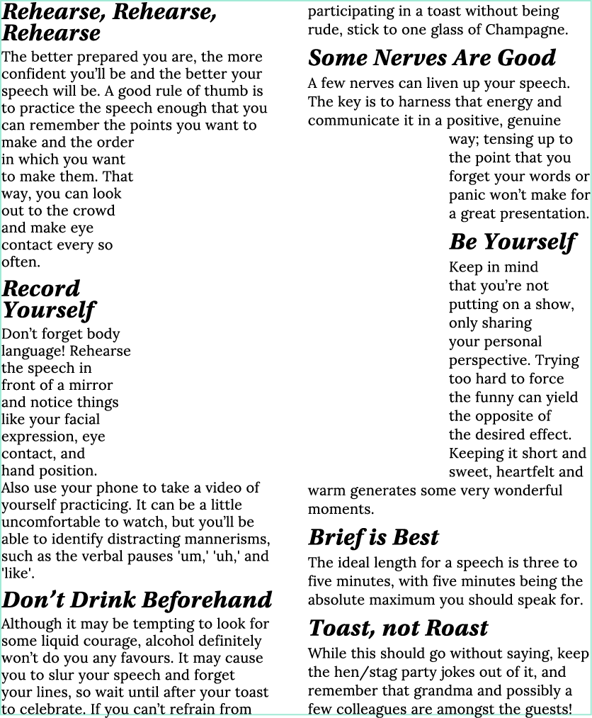 Rehearse, Rehearse, Rehearse The better prepared you are, the more confident you ll be and the better your speech wil   