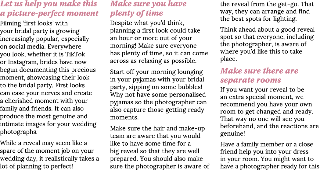 Let us help you make this a picture-perfect moment Filming  first looks  with your bridal party is growing increasing   