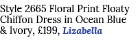 Style 2665 Floral Print Floaty Chiffon Dress in Ocean Blue & Ivory,  199, Lizabella