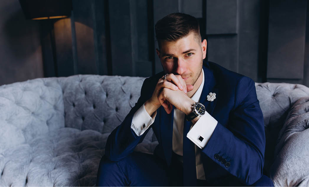 Portrait of the groom  The groom is preparing to meet the bride  Photoshoot of a successful businessman 