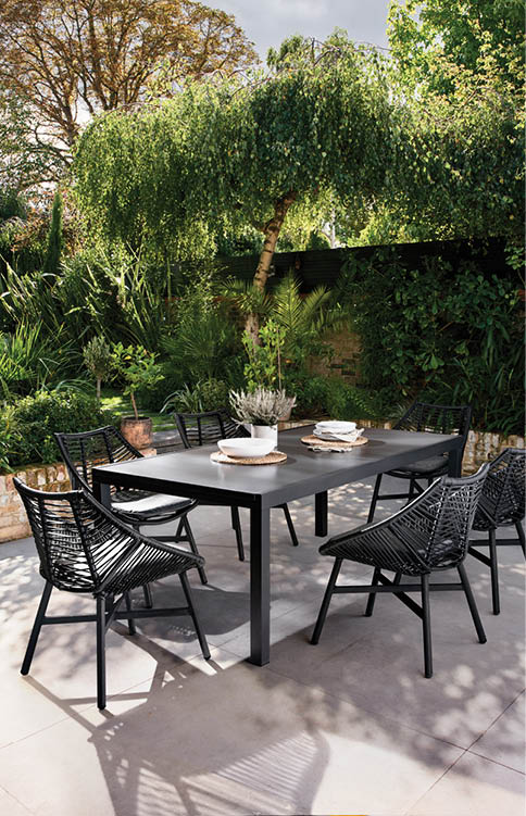 Black Helsinki Outdoor 8 Seat Extending Dining Set