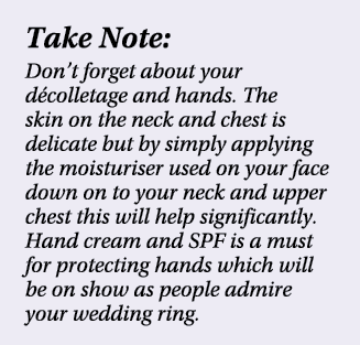 Take Note: Don’t forget about your d colletage and hands. The skin on the neck and chest is delicate but by simply ap...