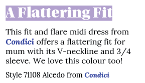 A Flattering Fit This fit and flare midi dress from Condici offers a flattering fit for mum with its V neckline and 3...