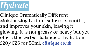 Hydrate Clinique Dramatically Different Moisturizing Lotion+ softens, smooths, and improves your skin, leaving it glo...