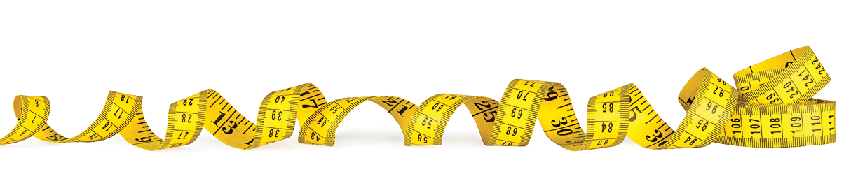 yellow isolated metric measuring tape on white panorama background