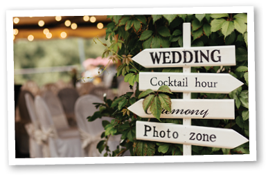 Sign for guests to help them to find the place of wedding, photo zone, cocktails, ceremony made from wood