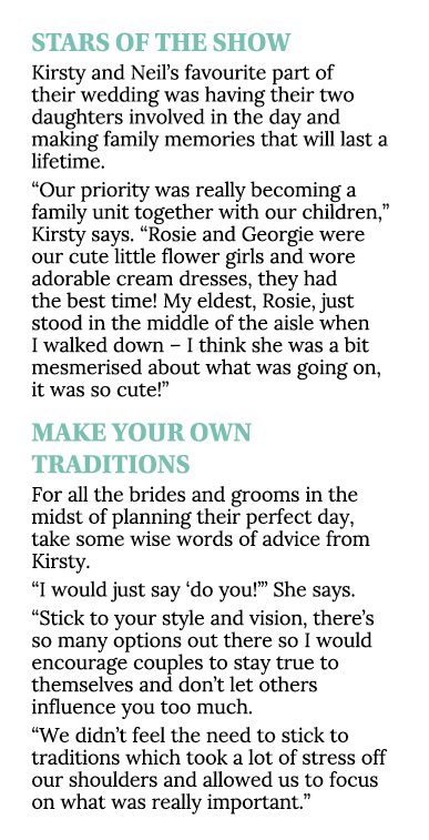 STARS OF THE SHOW Kirsty and Neil s favourite part of their wedding was having their two daughters involved in the da   