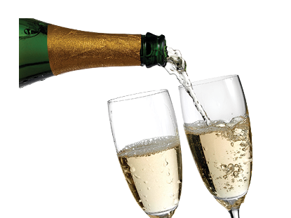 Champagne pouring in two glasses