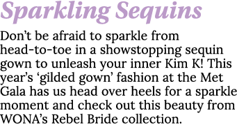 Sparkling Sequins Don t be afraid to sparkle from head-to-toe in a showstopping sequin gown to unleash your inner Kim   