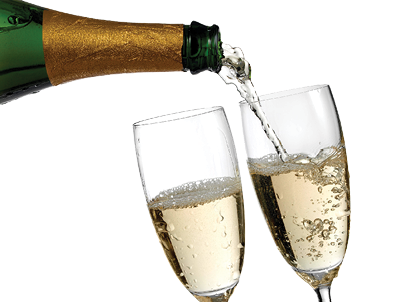 Champagne pouring in two glasses