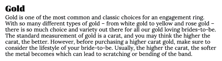 Gold Gold is one of the most common and classic choices for an engagement ring  With so many different types of gold    