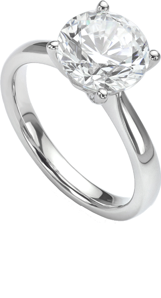 Diamond Ring Isolated on White Engagement Solitaire Style Ring