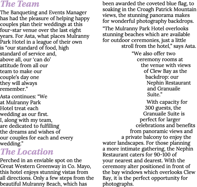 The Team The Banqueting and Events Manager has had the pleasure of helping happy couples plan their weddings at this    