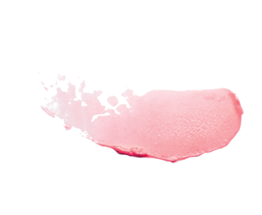 Tint or blusher, lip balm pink red smudge isolated on white texture
