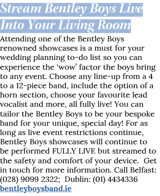 Stream Bentley Boys Live Into Your Living Room Attending one of the Bentley Boys renowned showcases is a must for you   