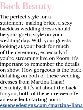 Back Beauty The perfect style for a statement-making bride, a sexy backless wedding dress should be your go-to style    