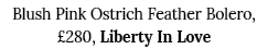 Blush Pink Ostrich Feather Bolero,  280, Liberty In Love