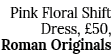 Pink Floral Shift Dress,  50, Roman Originals