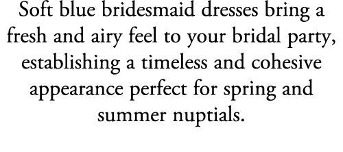 Soft blue bridesmaid dresses bring a fresh and airy feel to your bridal party, establishing a timeless and cohesive a...