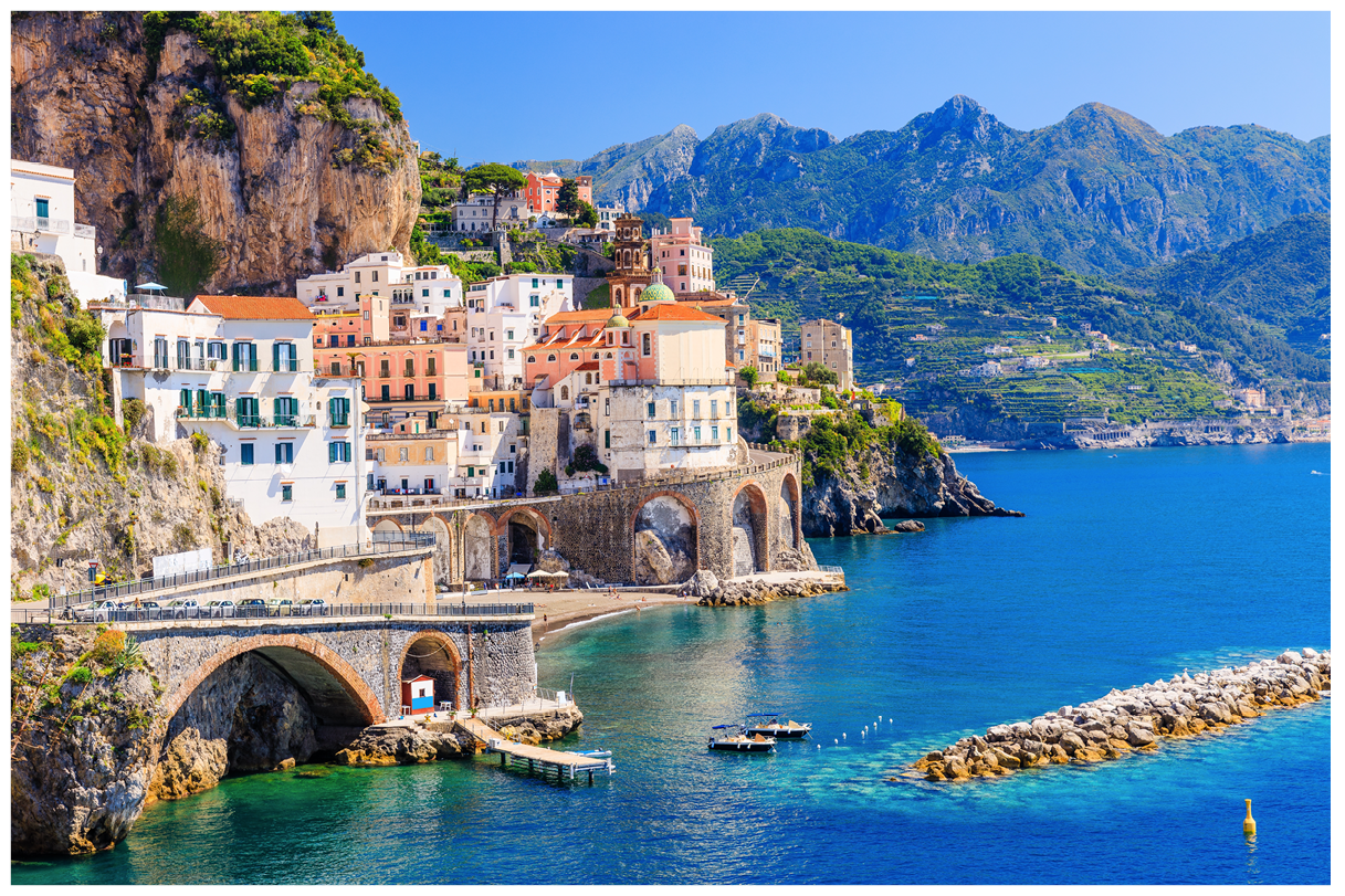Amalfi Coast, Italy. View of Atrani town and the Amalfi Coast.