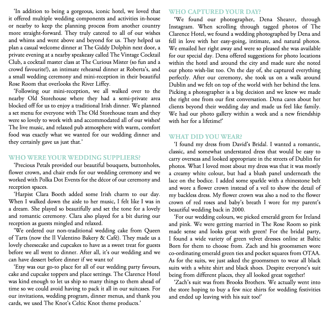 ‘In addition to being a gorgeous, iconic hotel, we loved that it offered multiple wedding components and activities i...