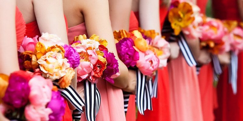 bridesmaids and bouquets