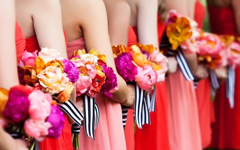 bridesmaids and bouquets
